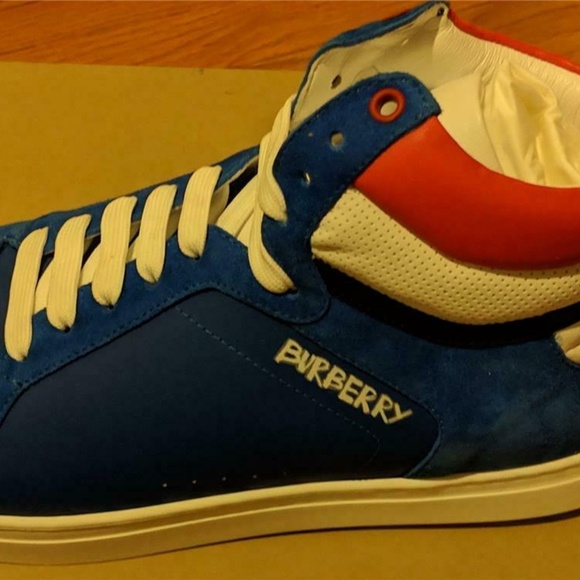 Burberry "Reeth" Leather/Suede High-Top Sneakers - Picture 5 of 7
